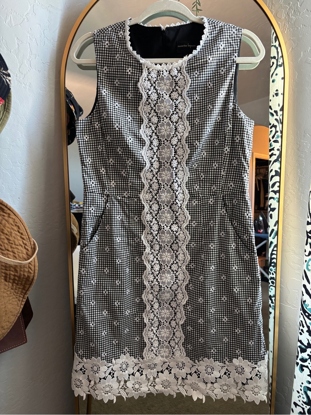 Vintage Nanette Lepore black and white gingham dress